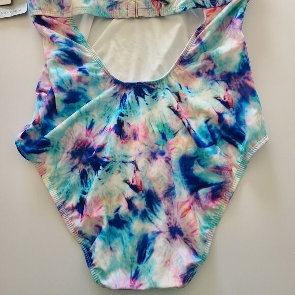 Splendid One Piece Swimsuit Tie Dye Padded Shelf Bra Tummy Control Large - Picture 10 of 10